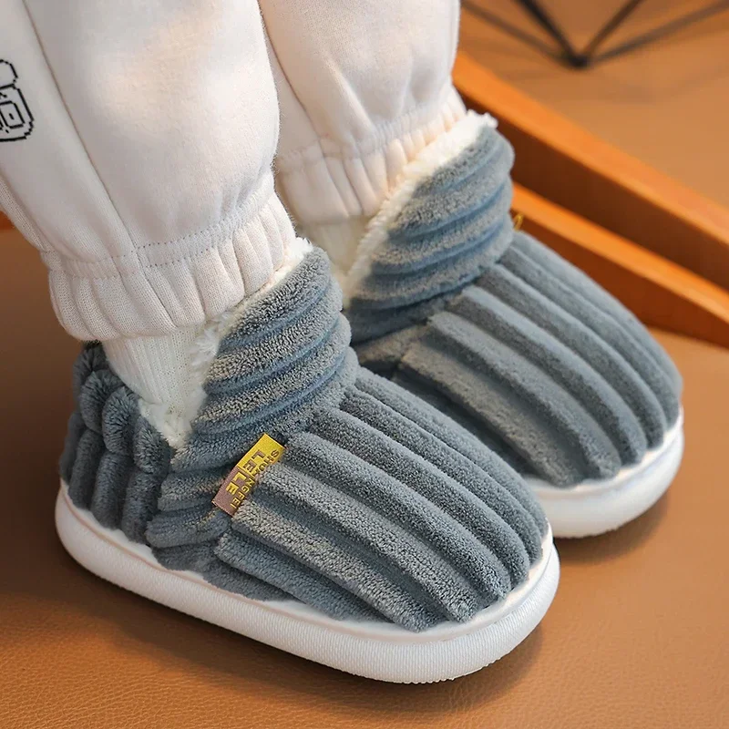 Zapatillas de casa felpa a rayas con suela antideslizante - imagen 4