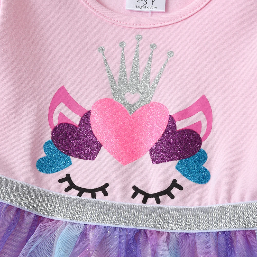 DXTON Vestido Princesa de Tul Degradado con Corona - imagen 4