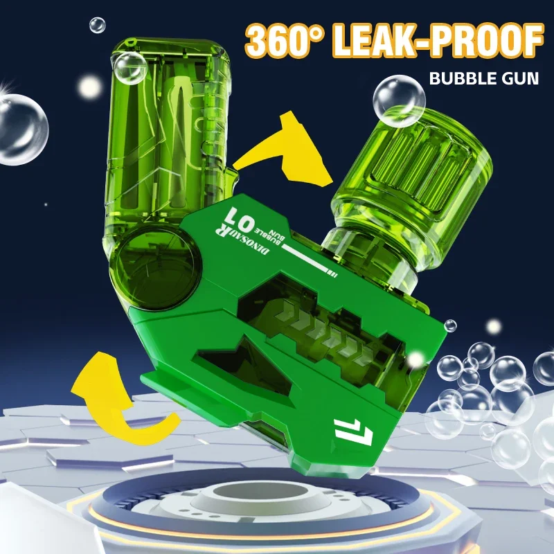 Pistola de burbujas automática, tiburón eléctrico espacial, juguete para niños, máquina sopladora de burbujas de dinosaurio para niños, regalos, juguetes para fiesta de boda al aire libre - imagen 4