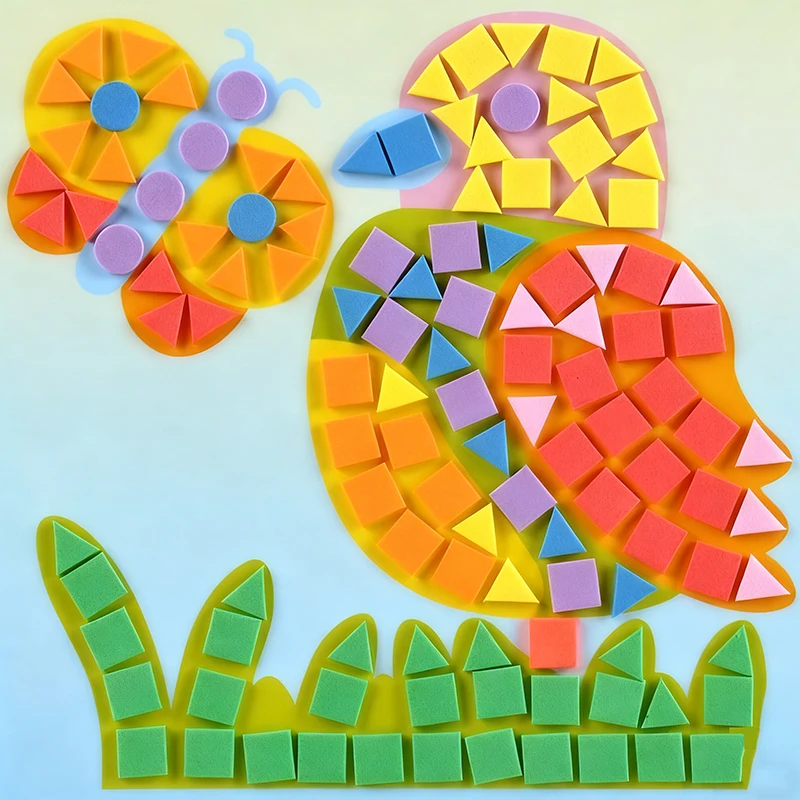 6 hojas/juego de dibujos animados 3D EVA mosaicos adhesivos rompecabezas pegatina Animal tráfico estilo espuma EVA pegatinas regalo de cumpleaños fiesta recuerdo ZYF - imagen 3