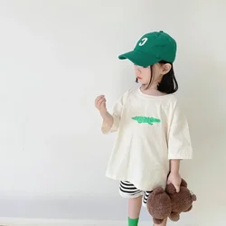 Camiseta de manga corta para niña con estampado de dibujos estilo coreano