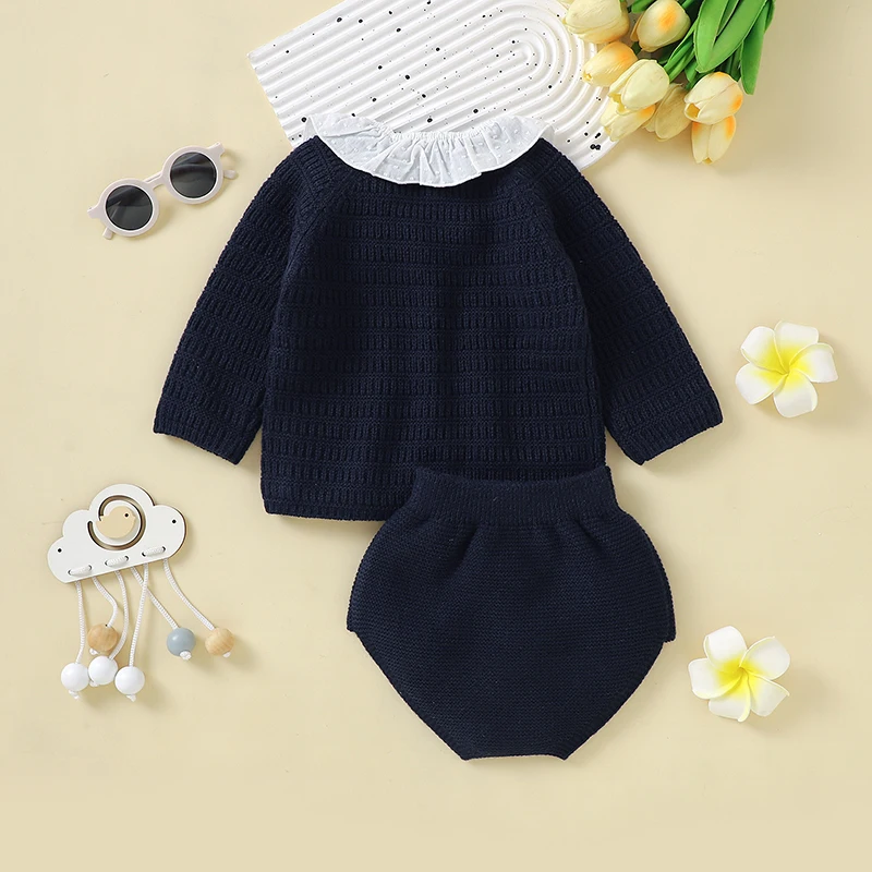 Conjunto bebé otoño suéter manga larga y pantalón jersey Turn-down - imagen 2