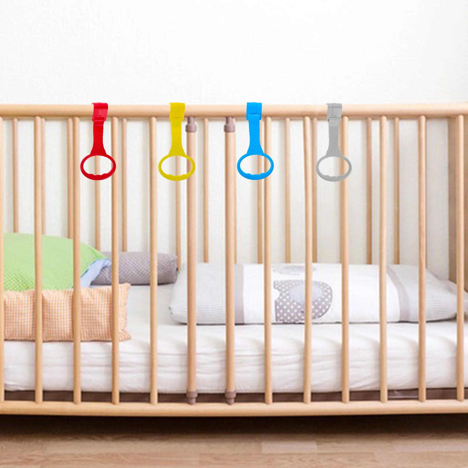 Anillos de dominadas para cuna infantil, asistencia de pie para bebé, barras de dominadas para guardería, ayuda para caminar, anillos de soporte para cama de bebé, 4 Uds. - imagen 5