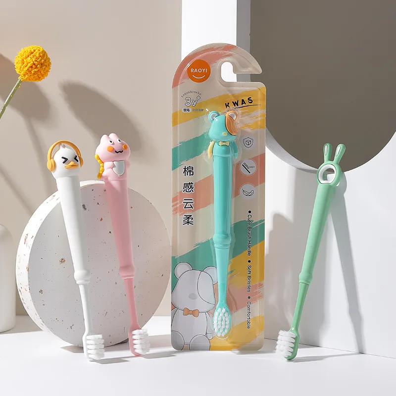 Cepillo de dientes de cerdas suaves para niños de 3 a 12 años con mango de silicona suave, bonito patrón de dibujos animados, cepillo de dientes para el cuidado bucal - imagen 3