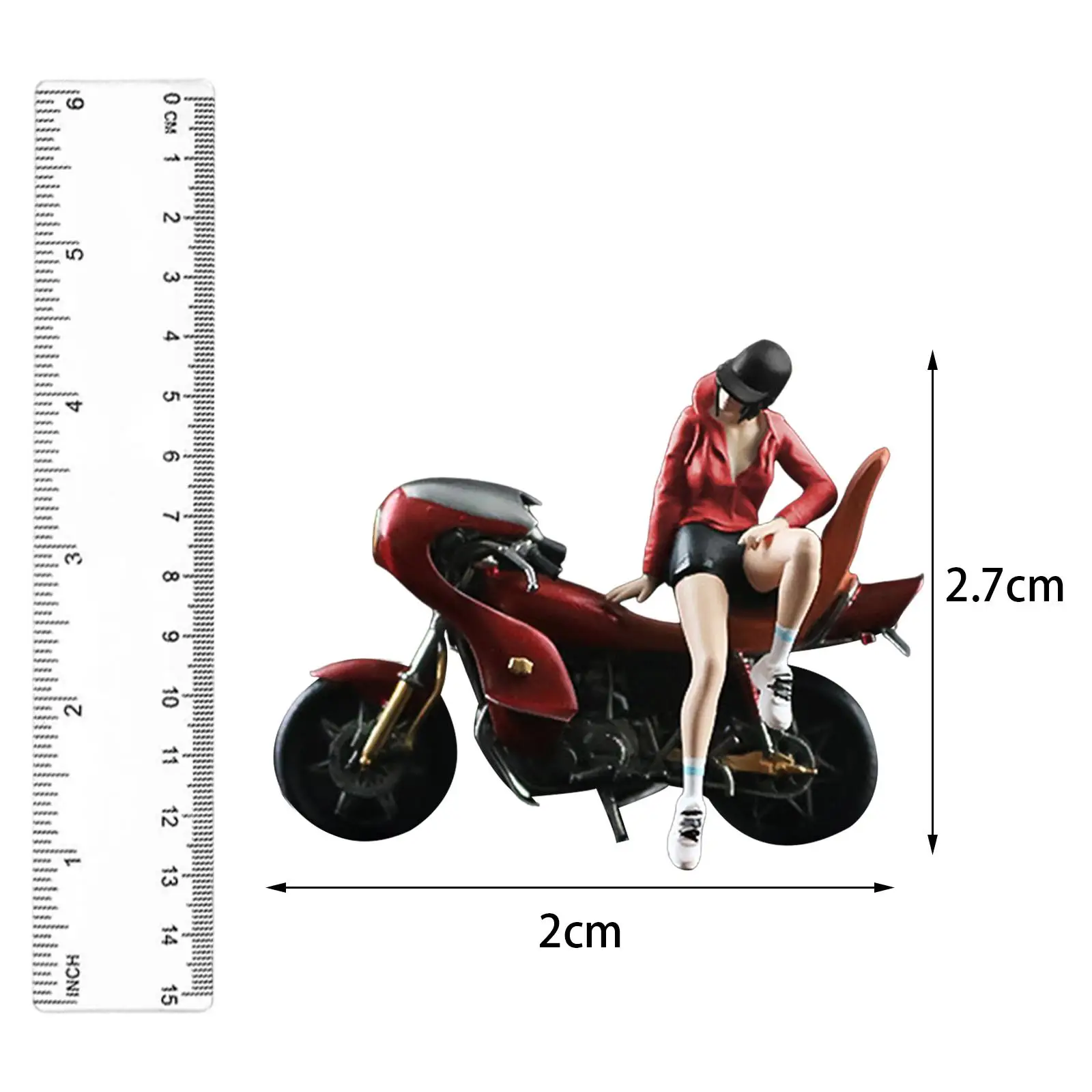 1:64 Scale Girl Figure and Motorcycle Desktop Ornament DIY Projects Layout Decoration Micro Landscape Dioramas Resin Figurine