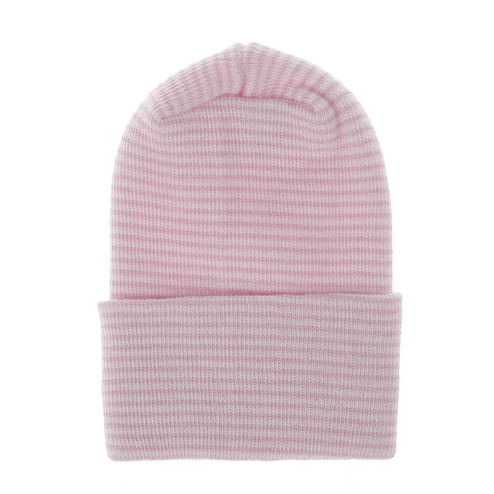 Gorro de Hospital para recién nacido de doble capa, gorros para bebé, gorro para guardería con lazo, bonito gorro infantil a rayas, gorros de turbante suaves para niñas - imagen 5