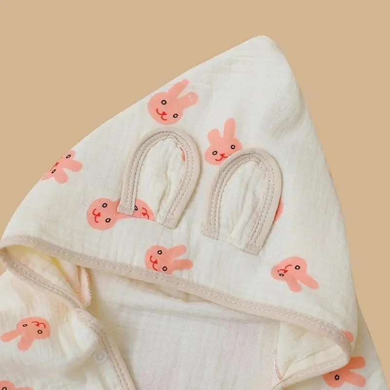 D7YD Toalla baño con capucha para recién nacido, toalla infantil absorbente suave 0 a 3 años, albornoz con estampado para - imagen 4