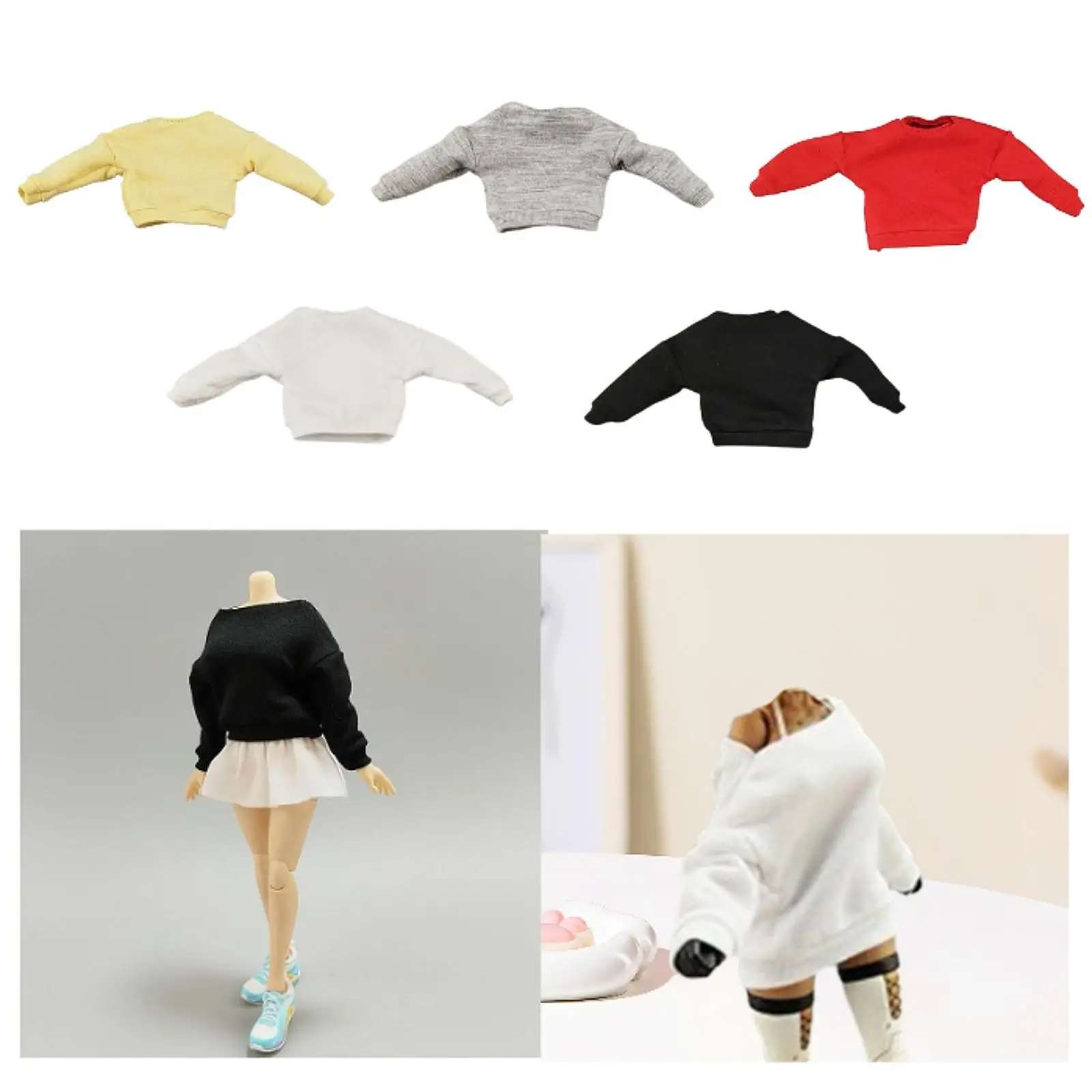 Suéter de punto para muñecas, disfraces para niñas pequeñas, decoración en miniatura, trajes para muñecas, ropa para muñecas, figura de acción de 6 pulgadas, 1/12 - imagen 2