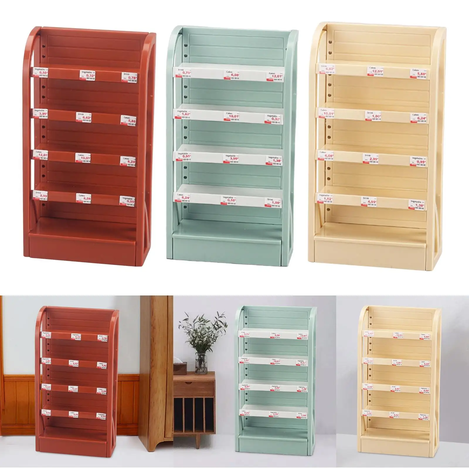 1/12 Dollhouse Shelf Display Rack Display Stand Scenery Supplies Storage Stand Simulation Model Dollhouse Decor Furniture