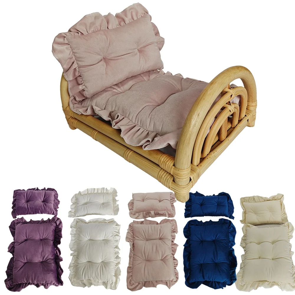 Almohada de terciopelo floral para recién nacido – Fotografía bebé - imagen 4
