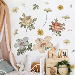 Pegatinas de pared vintage flores bohemias para dormitorio infantil