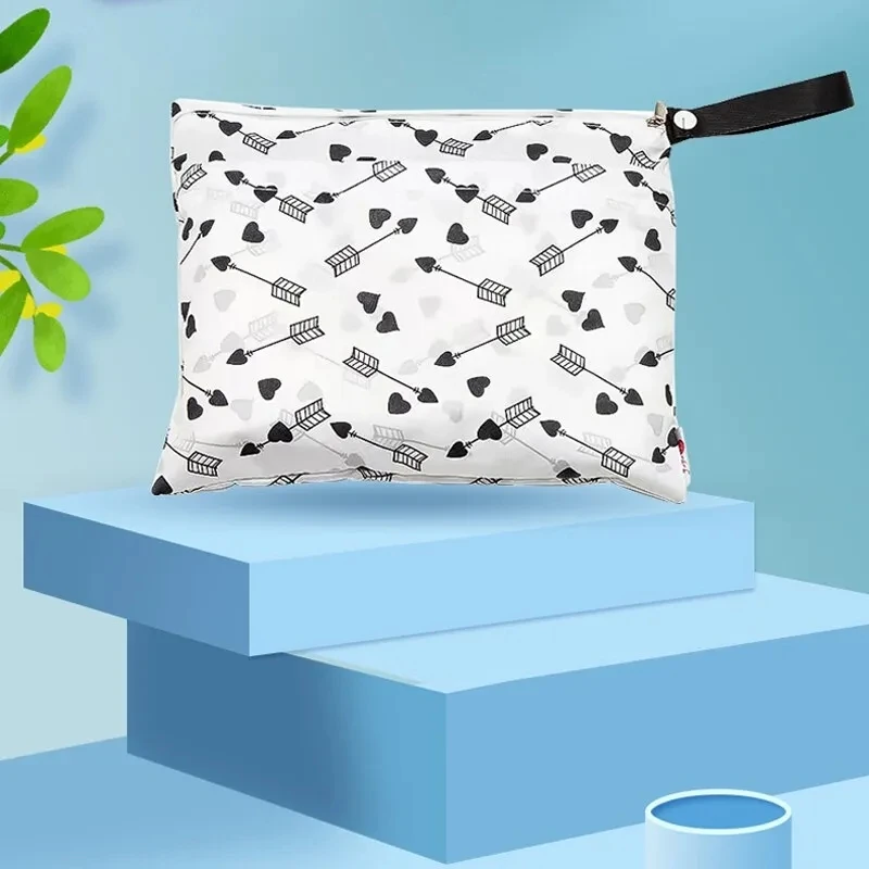 Bolsa impermeable para almacenamiento de pañales de bebé, bolso impermeable portátil con doble cremallera, húmedo y seco, 1 piezas