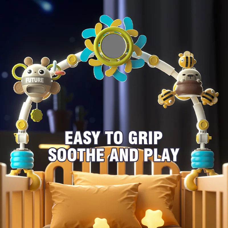 Cochecito de bebé de juguete, cuna móvil para bebé, campana para cama de bebé, sonajero, juguetes para bebé de 0 a 36 meses, juguetes colgantes con forma de Animal de abeja móvil para bebé