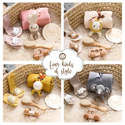 Set de baño para recién nacido con toalla, manta y sonajero
