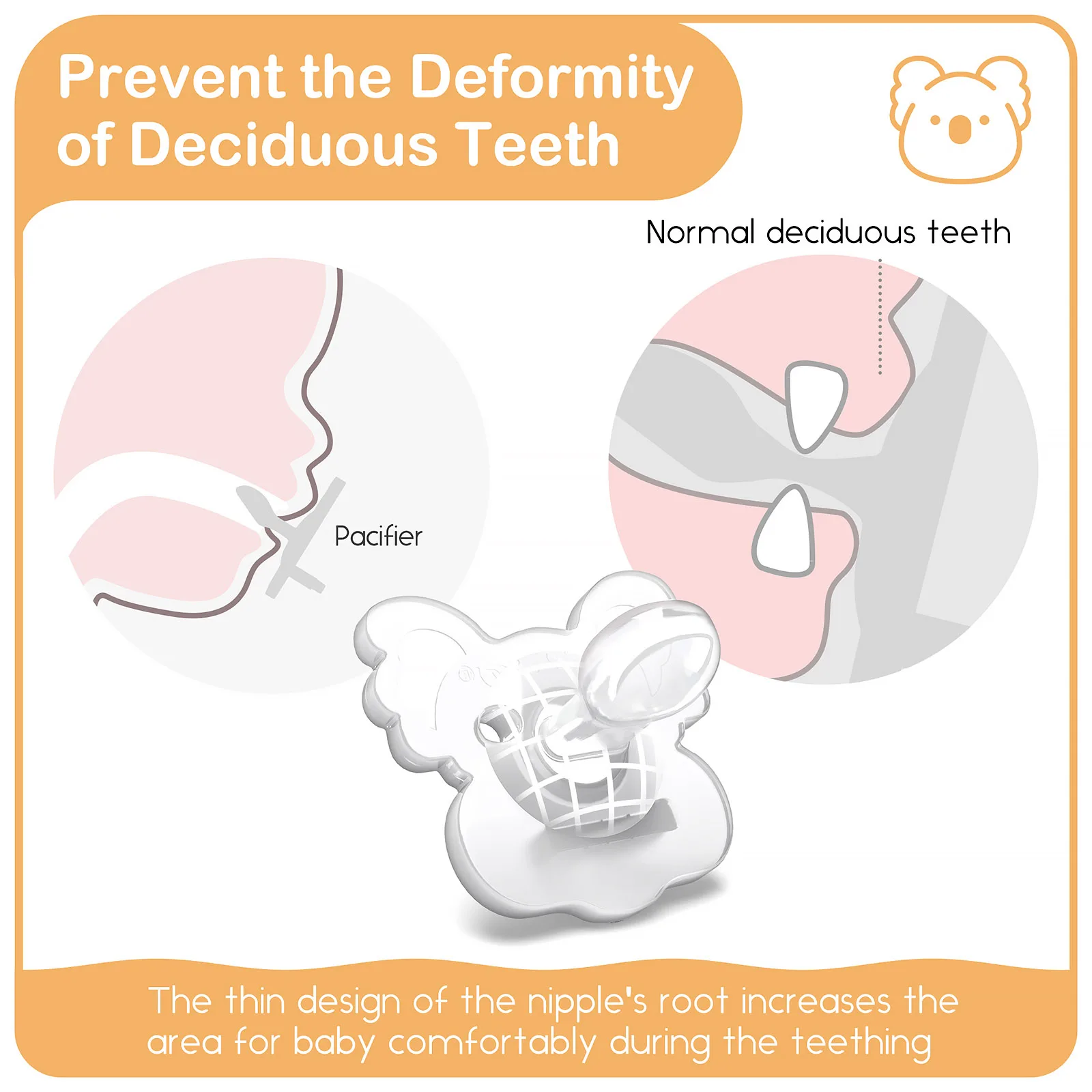 TYRY.HU, 2 uds., chupete de silicona Koala para bebé, chupete para recién nacido de calidad alimentaria, maniquíes de Color sólido para tetina de silicona para bebé - imagen 4