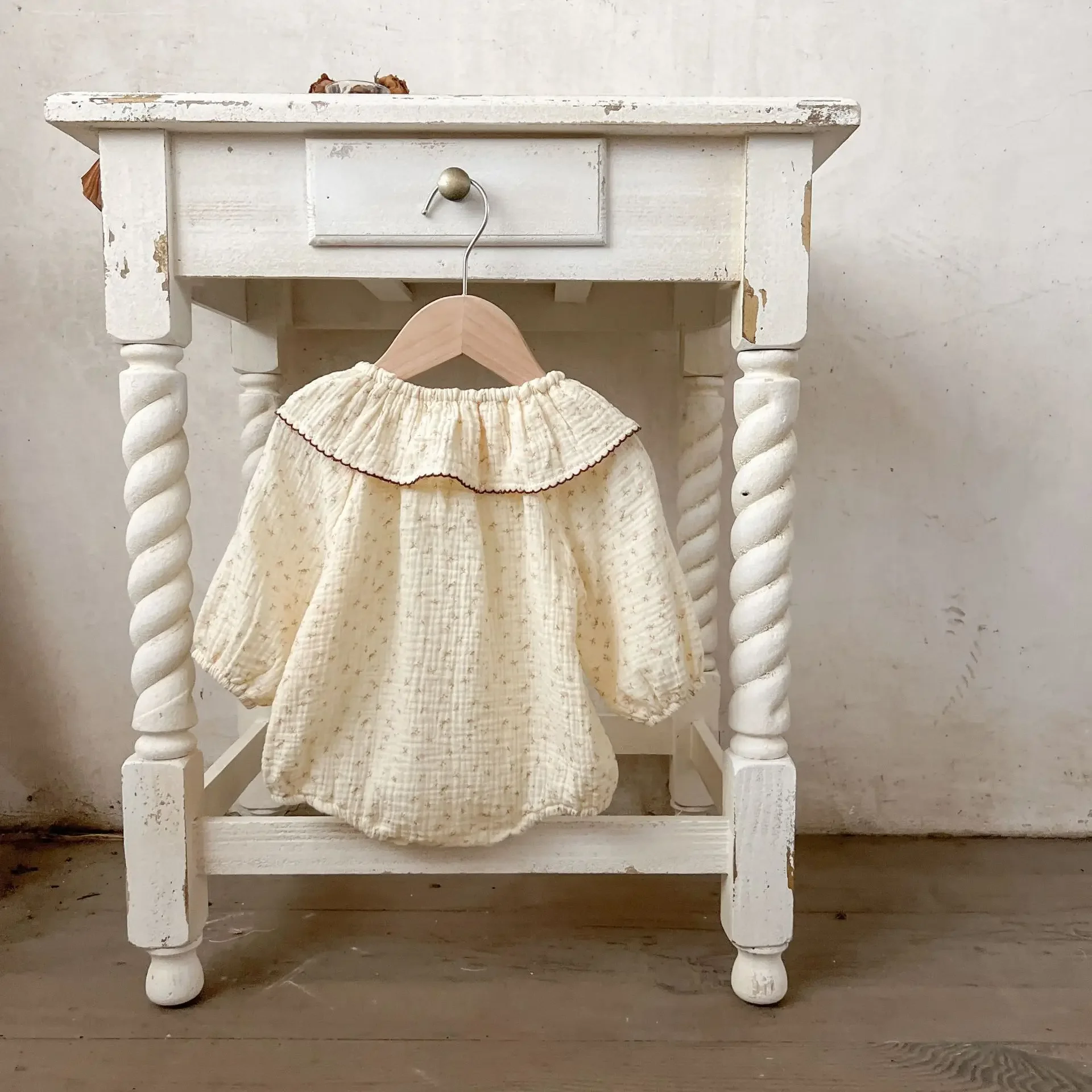 MILANCEL-ropa de bebé de 0 a 3 años, mono Floral coreano bonito para niña pequeña, cuello de hoja de loto de 100 días, una pieza - imagen 5