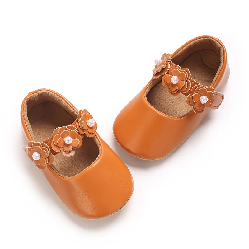 Zapatos de princesa para niñas, zapatos de primeros pasos con parte inferior antideslizante y flores de cuero PU suave, zapatos para niños pequeños - imagen 5