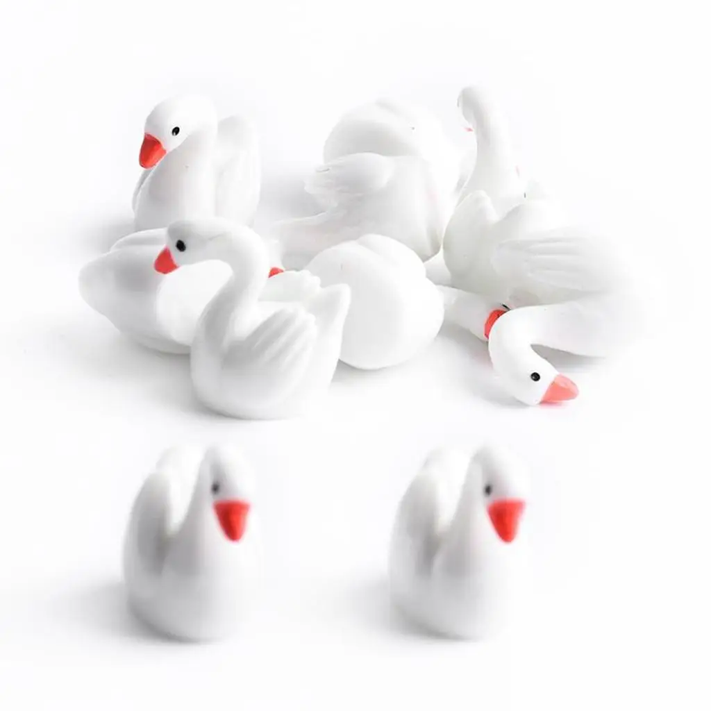 3xWhite Cygnus Lake Model Sculpture Set for Fairy Garden Dollhouse Decoration