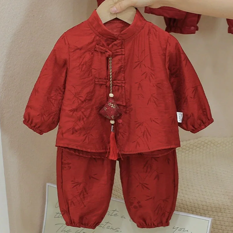 Conjunto de manga larga para bebé – 2 piezas rojo - imagen 2