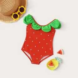 Bañador Tregren monokini infantil para niña – Estampado sandía ribete verde