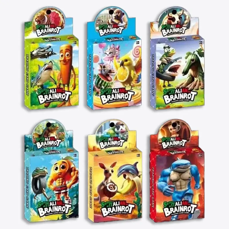 Tarjetas de colección de Brainrot italiano Tungtung Sahur Tralalero Tralala, juego de cartas para niños, juguete, tarjetas comerciales, regalo - imagen 4