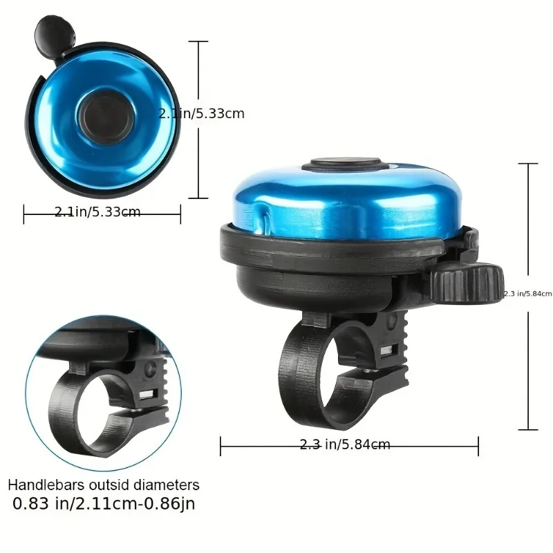Timbre de bicicleta de aluminio negro, sonido clásico de tono alto - imagen 4