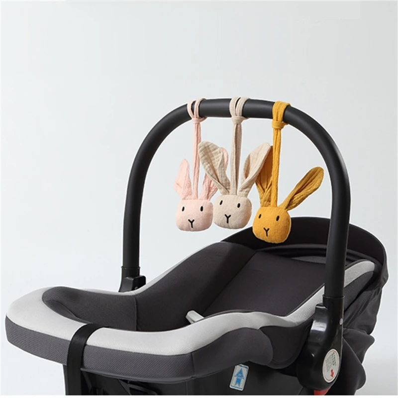 Chupete de algodón con cabeza de conejo para bebé, cadena colgante para recién nacido, soporte para pezón, Clips para cochecito de bebé, juguete de dentición, chupete colgante - imagen 3