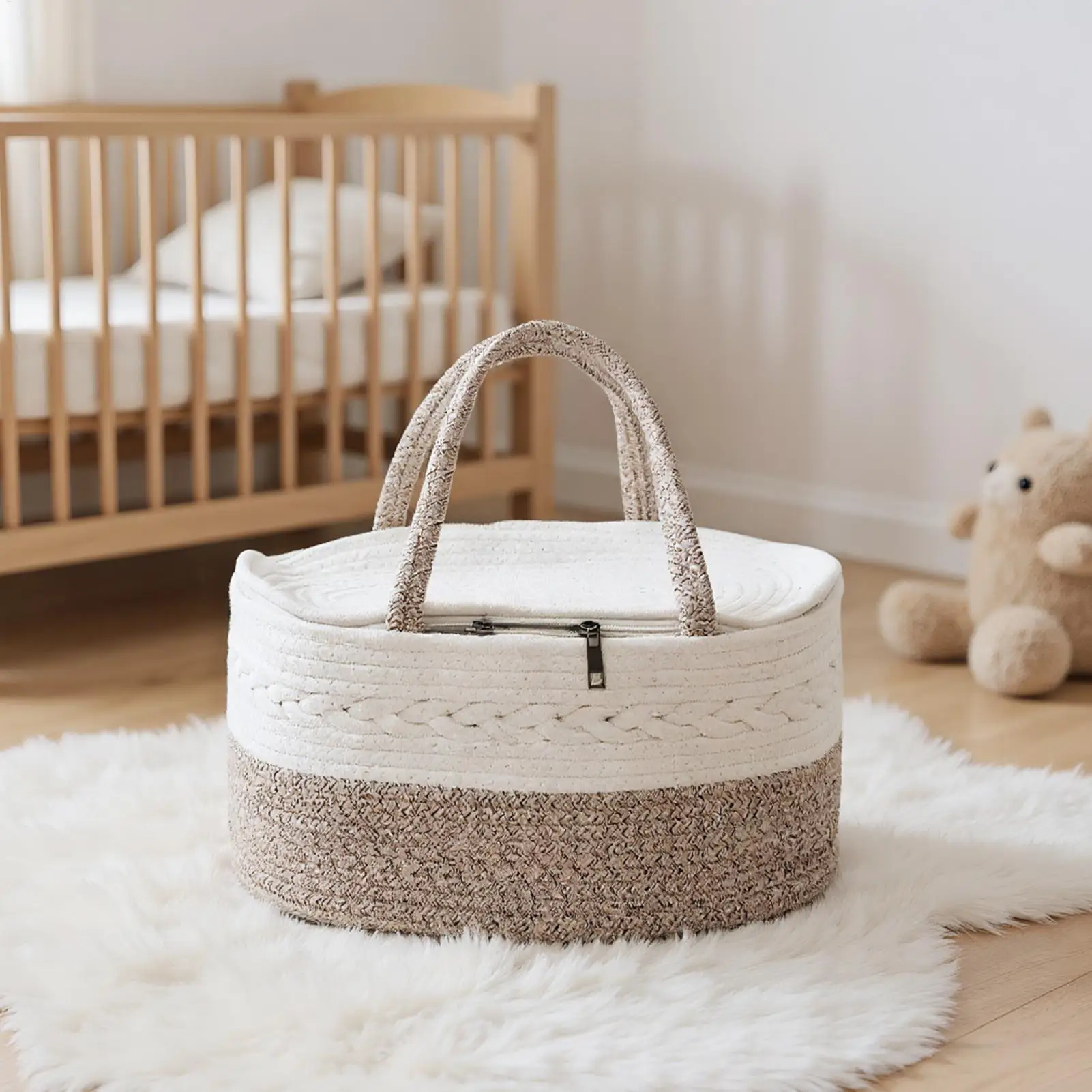 Organizador de pañales para bebé, bolsa portátil de gran capacidad, bolsa de pañales para bebé, soporte para limpiar para viajes al aire libre, coche, baño, cabecera, Picnic - imagen 4