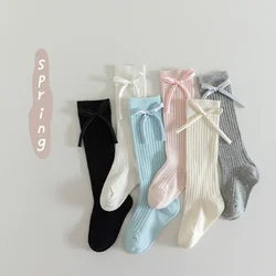 Calcetines hasta la rodilla estilo princesa JK para niños y niñas, bonitos calcetines escolares con detalle de lazo para niños, calcetines japoneses Kawaii para primavera y otoño