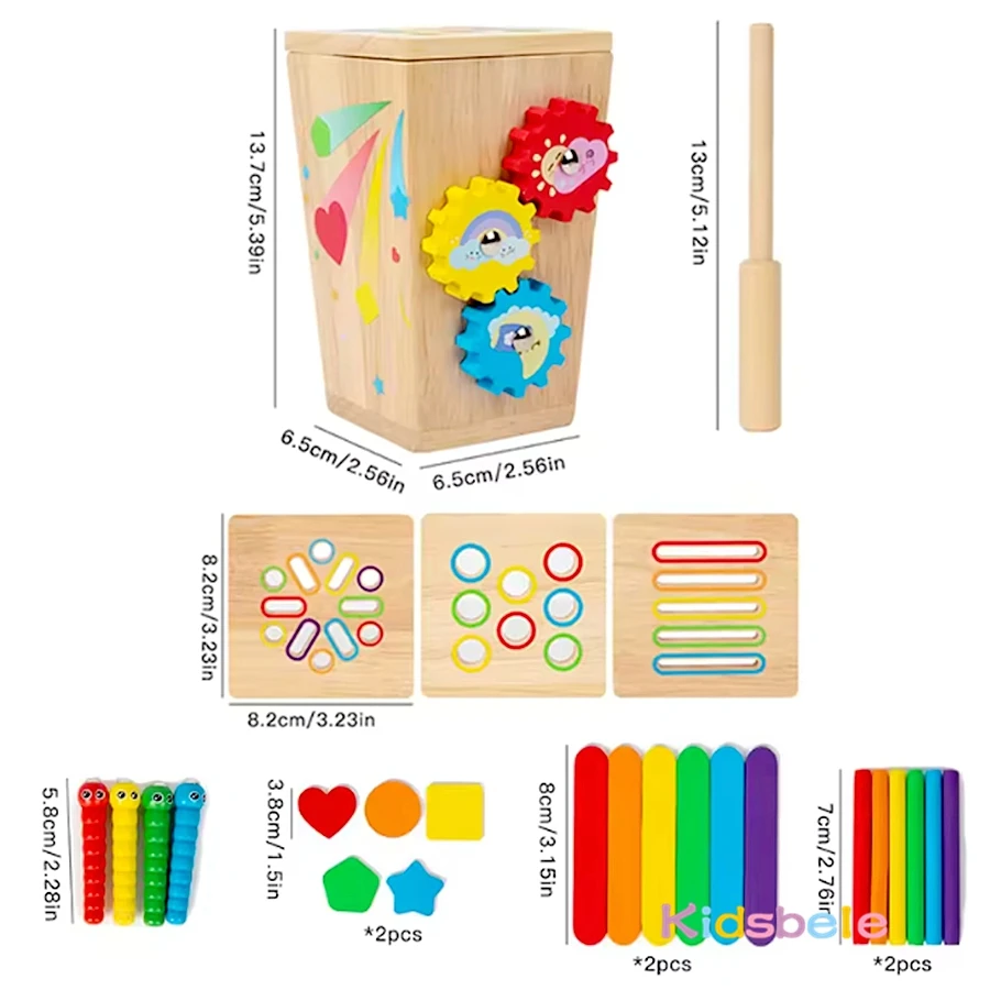 Cubo Montessori de madera - Juguete educativo formas y colores - imagen 4
