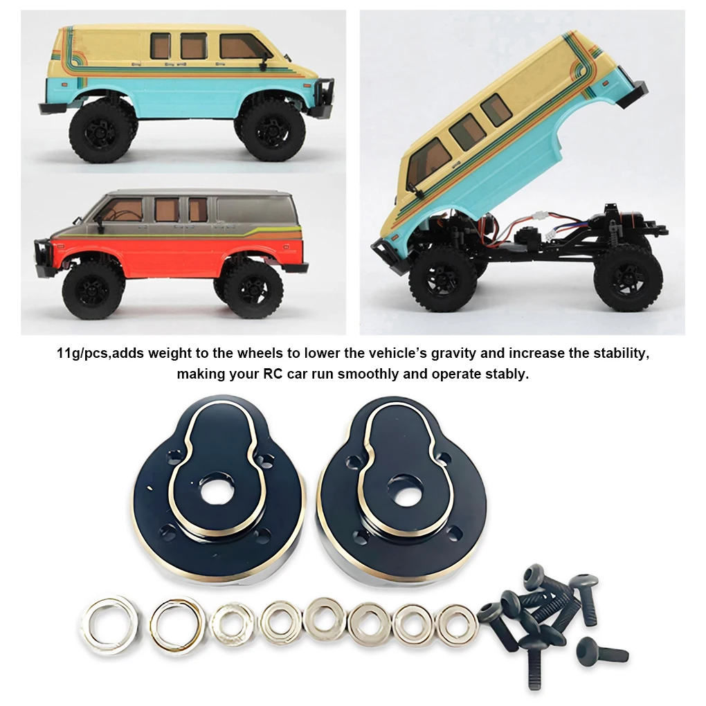 Bloques de ruedas delanteras de latón para Hobby Plus 1/18 CR18P Rock Van, actualización frontal de latón, 2 piezas - imagen 5