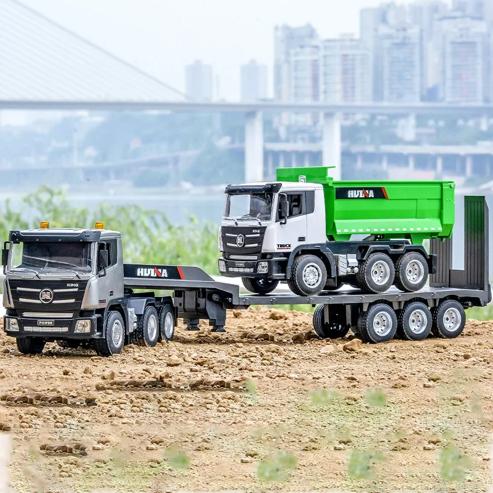 Huina 1318 camión teledirigido aleación 9Ch 1/24 83Cm remolque de plataforma grande Control remoto camión de transporte modelo juguetes eléctricos para regalo de niño - imagen 2