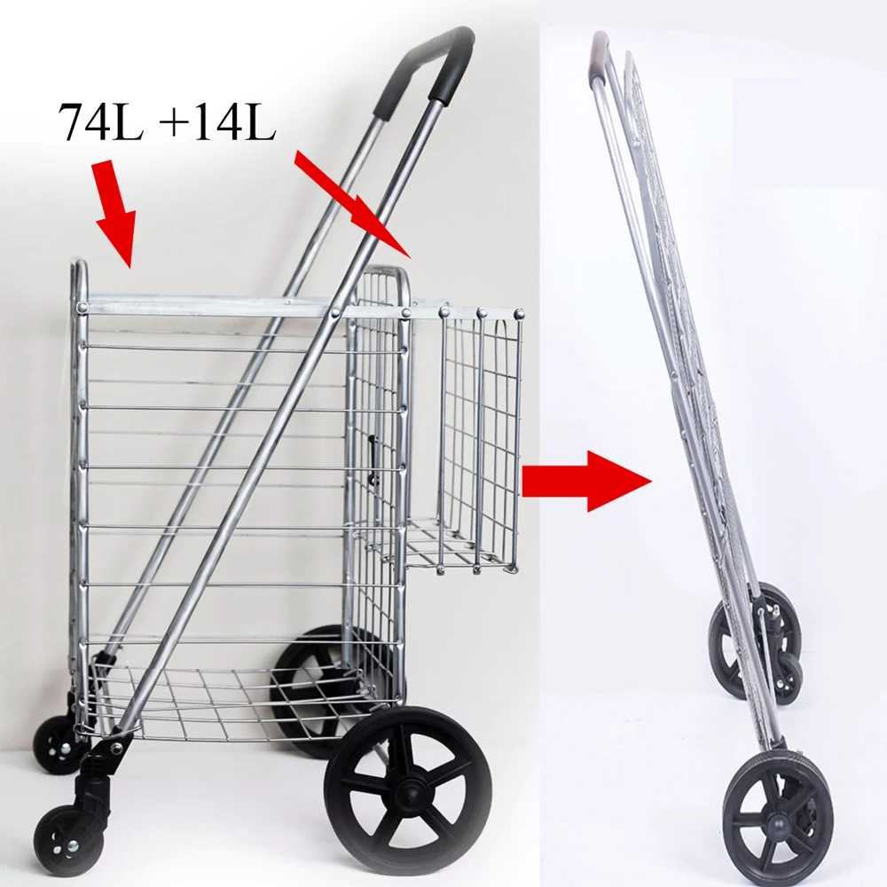 Carro de la compra plegable resistente para padres con cestas amplias