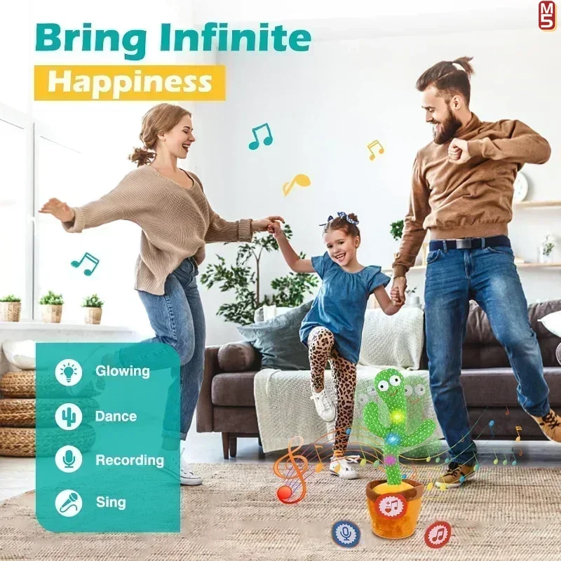Juguetes electrónicos de peluche para bebé, modelo de Cactus sol, Cactus parlante bailando con 120 canciones, regalos de cumpleaños y Navidad para niños - imagen 5