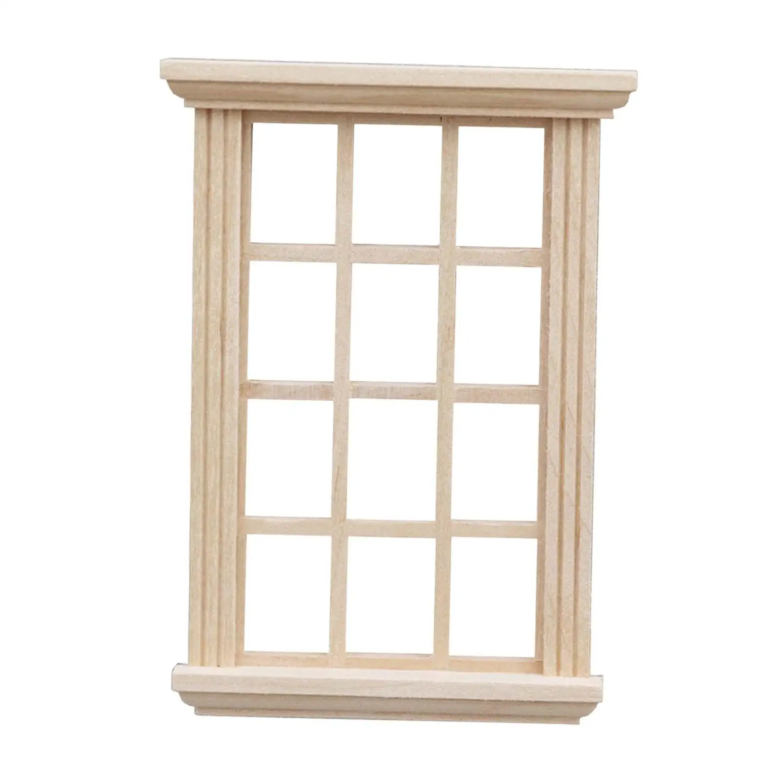 1 12 Scale Wooden Dollhouse Windows Handmade Miniature Window Frame Furniture Decor Accessory for Doll House