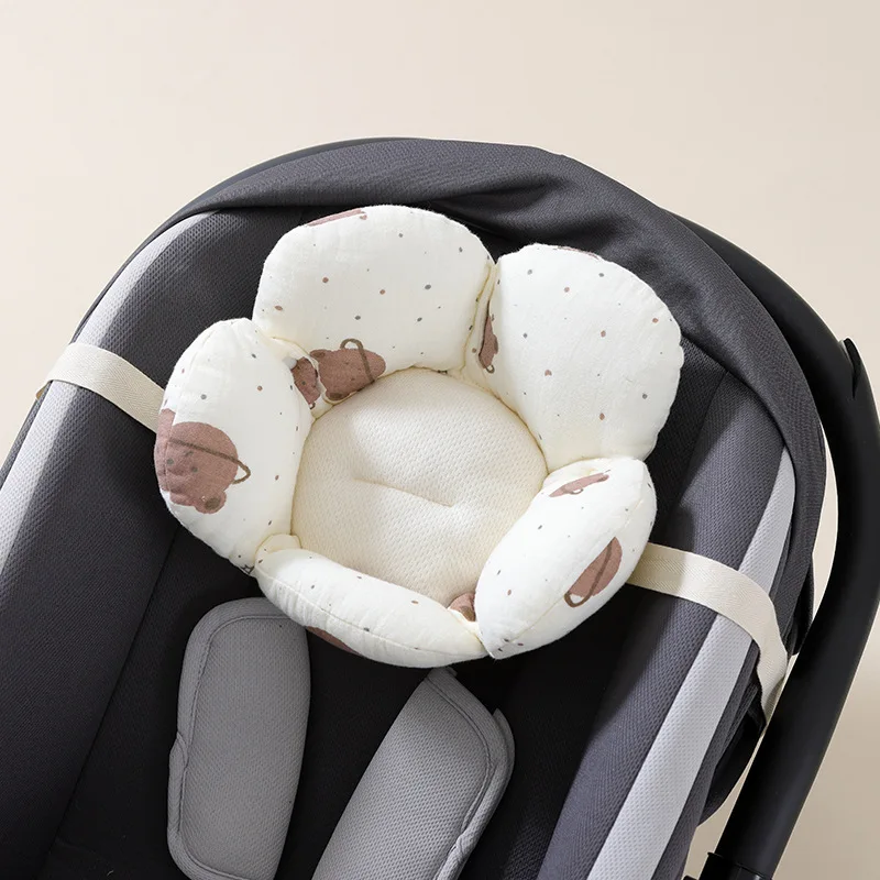 Almohada moldeadora de cabeza de bebé con forma de pétalo, almohada transpirable de soporte para el cuello para recién nacido, previene la cabeza plana, almohada infantil de 0 a 6 meses