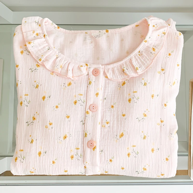 100% de gasa de algodón, ropa de dormir de maternidad para lactancia, vestido de noche suelto de manga larga para alimentación para dormir posparto, ropa de dormir para salón en casa - imagen 5