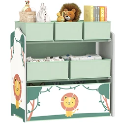 AIYAPLAY Estantería Infantil para Juguetes, con 6 Cajas Extraíbles de Tela no Tejida, Organizador de Juguetes de 3 Niveles, para Habitación Infantil, Sala de Juegos, Guardería, 63x30x66 cm