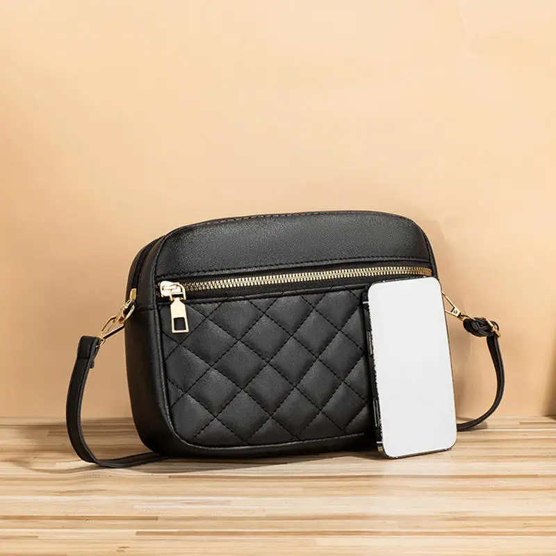 Nuevo bolso cruzado de PU a la moda, bolso de hombro con textura para mujer, venta al por mayor, diseño cruzado de gran capacidad, patrón de cremallera, informal para uso diario