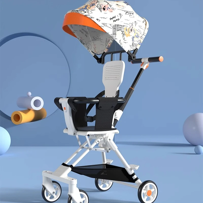 Cochecito de viaje reversible de alta visión, asiento transpirable para cochecito ligero y apto para avión + dosel de 8 niveles 360 ° Ruedas Frenos duales - imagen 2