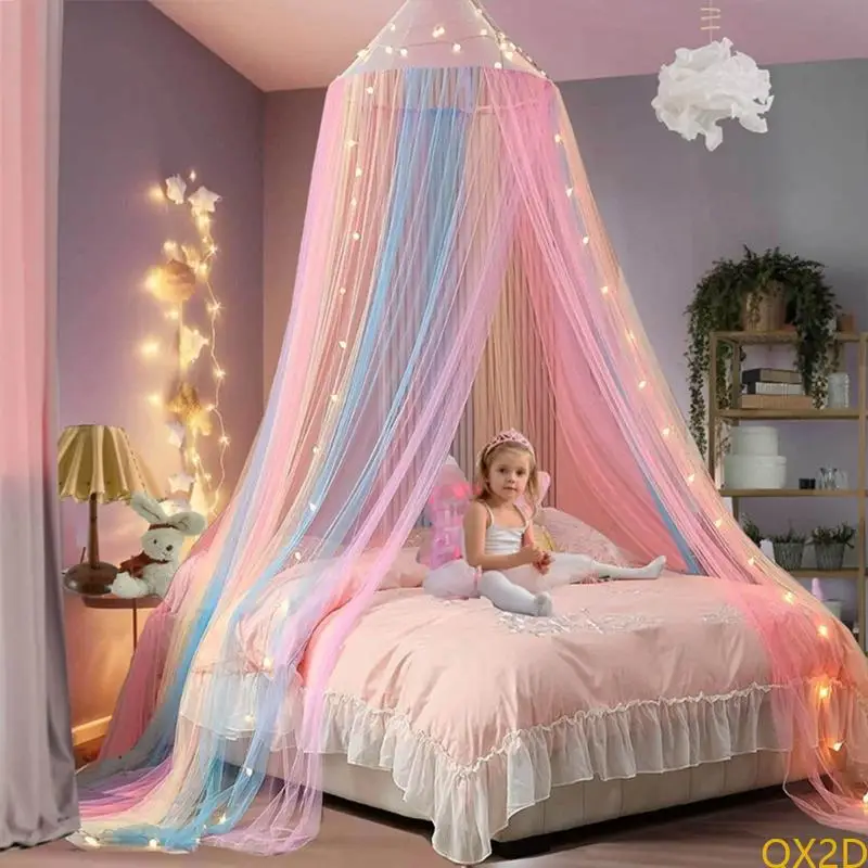 Toldo redondo para cuna de bebé, decoración para habitación de niñas, cómoda protector contra moscas para cama
