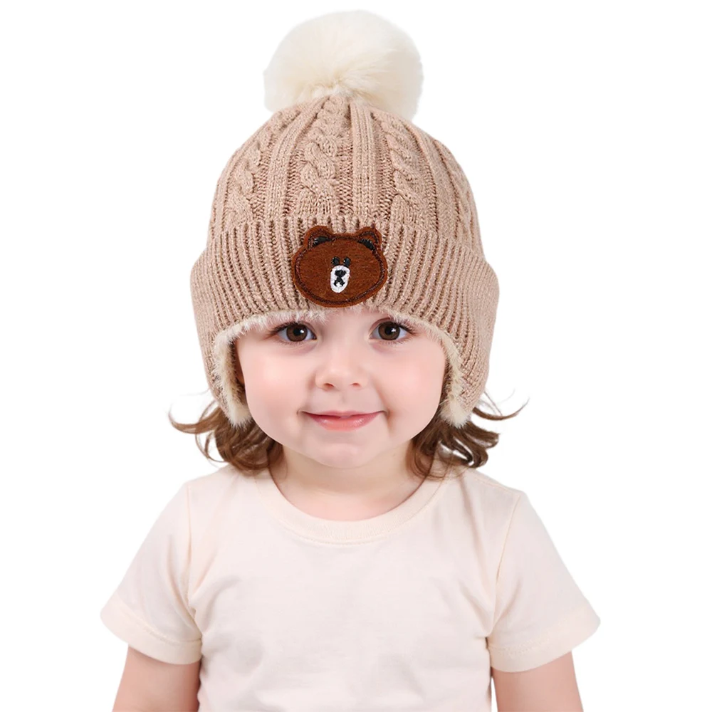 Gorro pompón de oso con orejeras – Térmico para bebés - imagen 3
