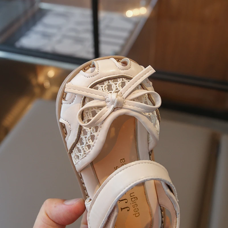 Sandalias de playa de verano para niños, sandalias de bebé para niñas, recortes, zapatos de princesa con lazo, zapatos antideslizantes de suela blanda para bebés - imagen 5