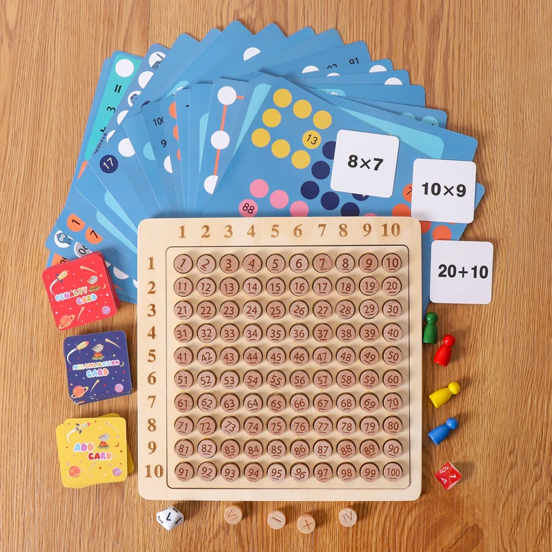 99 mesa de multiplicar, juguete de matemáticas Montessori, tablero educativo de madera, juguetes para niños y bebés, material didáctico aritmético para niños, regalos - imagen 2