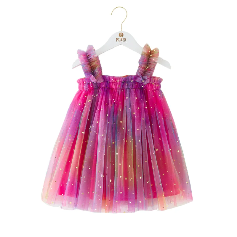 2026 nuevo estilo Lotita niños niñas princesa tul Sling vestido colorido verano sin mangas niños niñas vestido de fiesta - imagen 2
