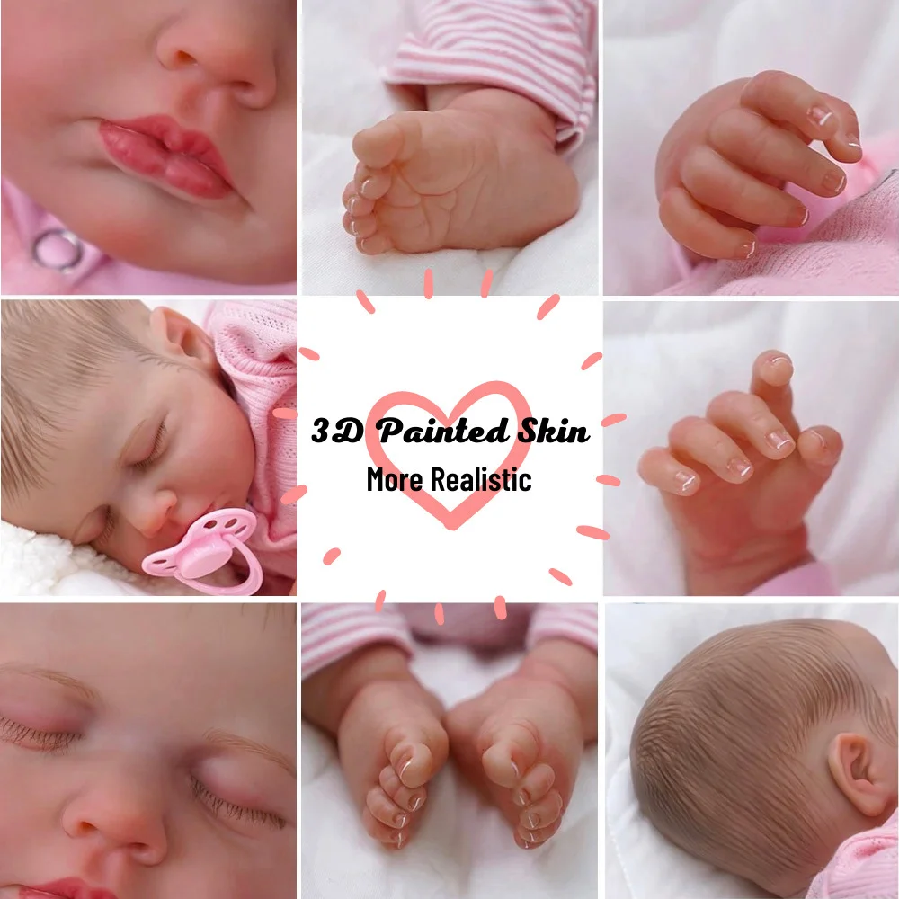 Muñeca reborn LouLou de vinilo realista con piel 3D
