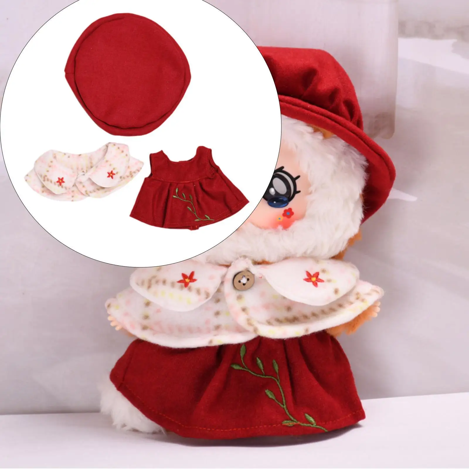 Plush Doll Clothes Doll Dress Shawl and Hat Plush Toy Accessories Cute
