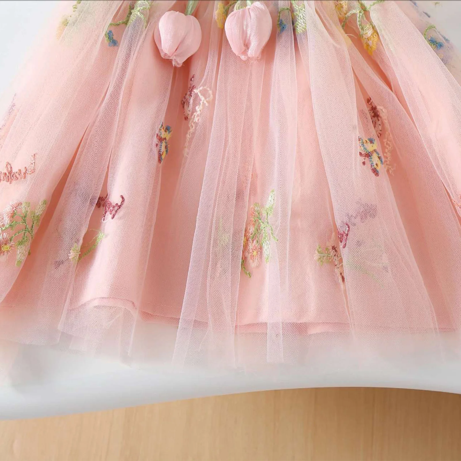 Vestido princesa niña sin mangas con bordado floral y tul - imagen 4