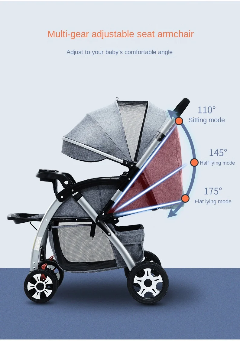 Un cochecito con un asiento ajustable múltiple