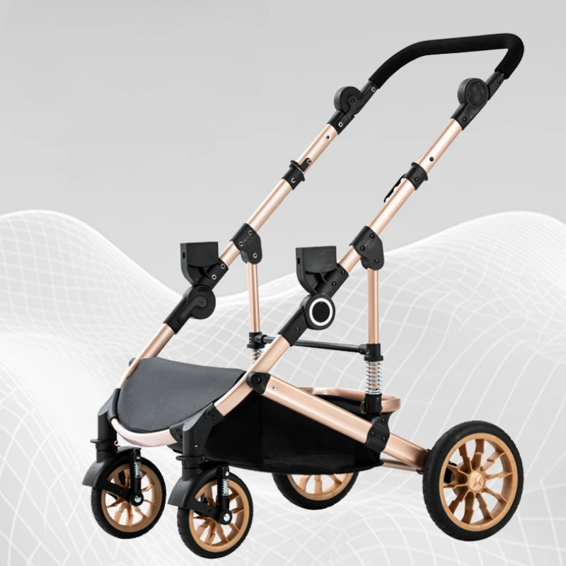 Cochecito de bebé 3 en 1 de alta vista, cochecito multifuncional, ajuste de asiento multiángulo, tipo cesta de coche, asiento de seguridad, cochecito de bebé - imagen 4